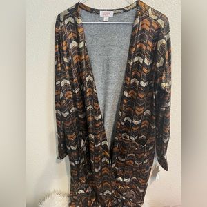 LuLaRoe Chevron Pattern Cardigan - Black, Brown, Cream